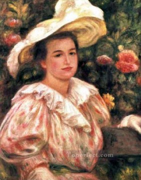 ピエール=オーギュスト・ルノワール Painting - 白い帽子をかぶった女性 ピエール・オーギュスト・ルノワール